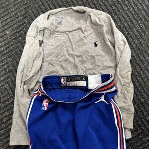 Two pcs polo sweater 4T blue Jordan’s pants 4T
